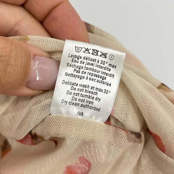 Rouje Paris| Iva Top Floral Mesh Surplice Faux Wrap Bodycon Romantic Blouse 40 8 - Picture 14 of 16